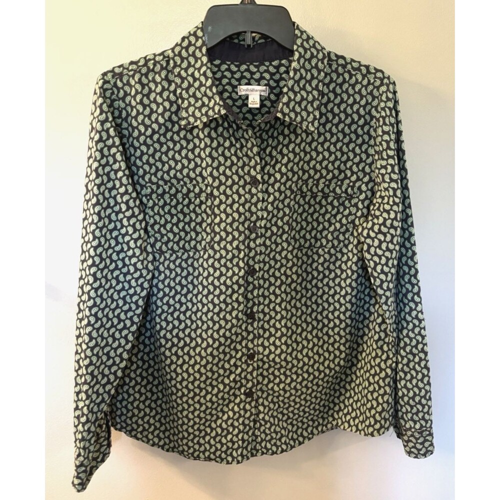 Croft And Barrow Women’s Paisley Blue & green Blouse Size  L